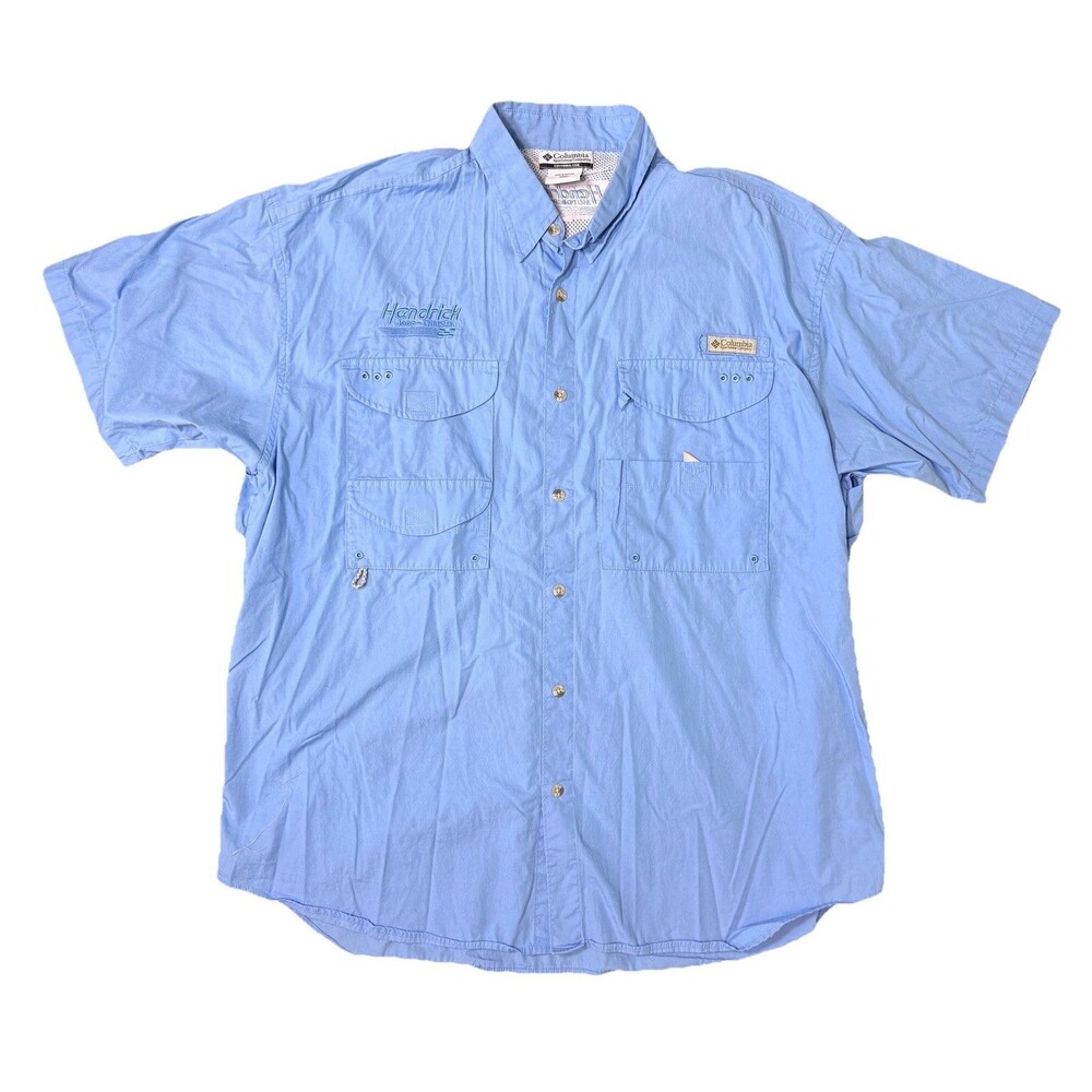 Columbia PFG Mens Blue Vented Fishing Shirt Hendrick Jeep Chrysler Size XL